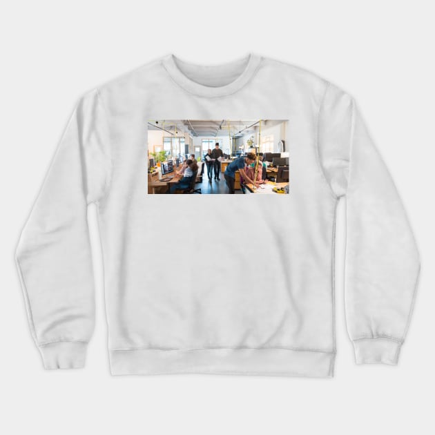 Creative business people working in open plan office (F022/1234) Crewneck Sweatshirt by SciencePhoto